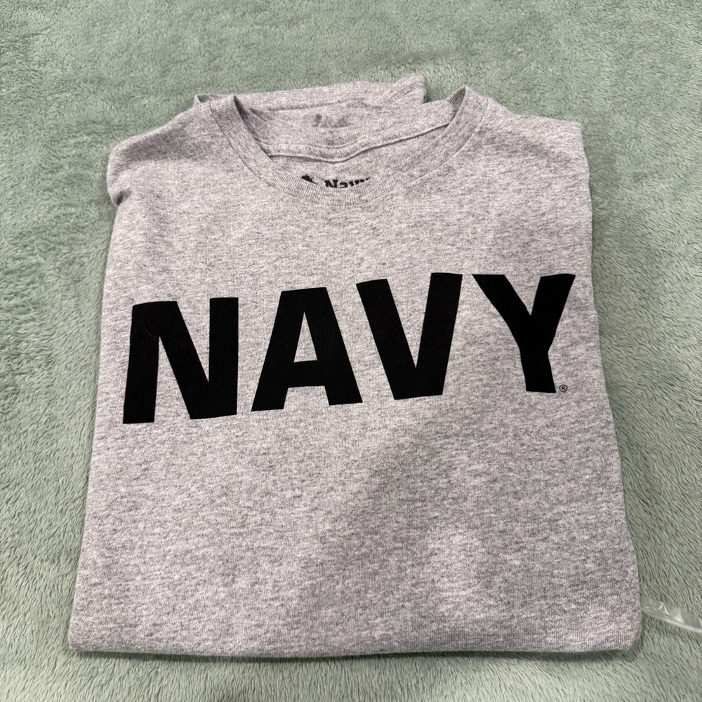 Navy Pride T-Shirt Gray Graphic Tee Medium USA Military Short Sleeve